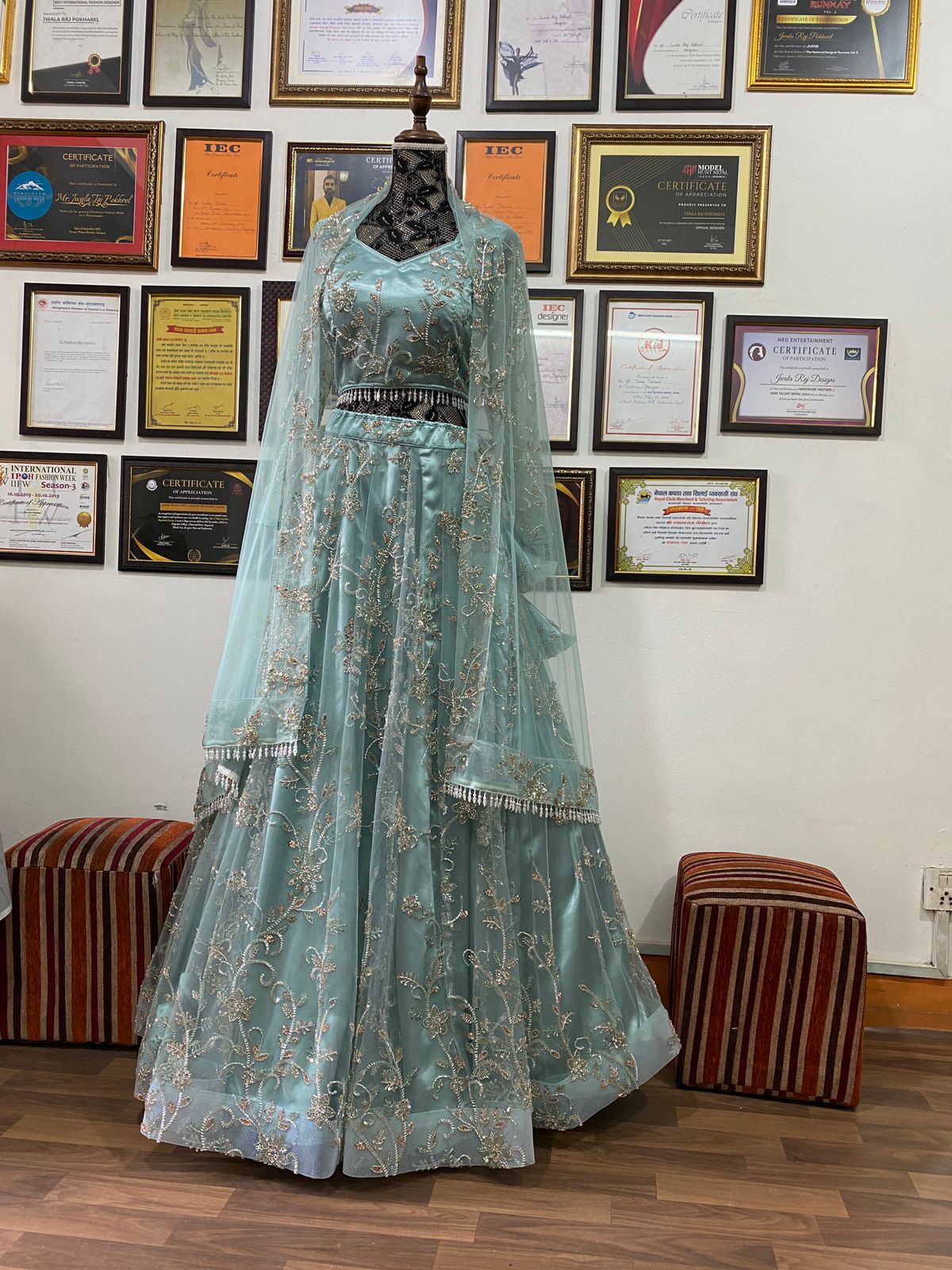 Powder Blue Designer Lehenga